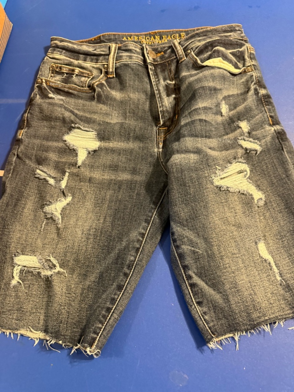 American Eagle Outfitters Men's Distressed Jean Shorts - Charcoal